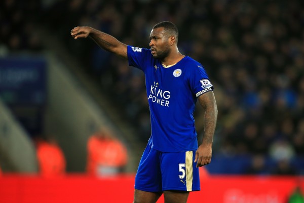 Wes Morgan playing for Leicester